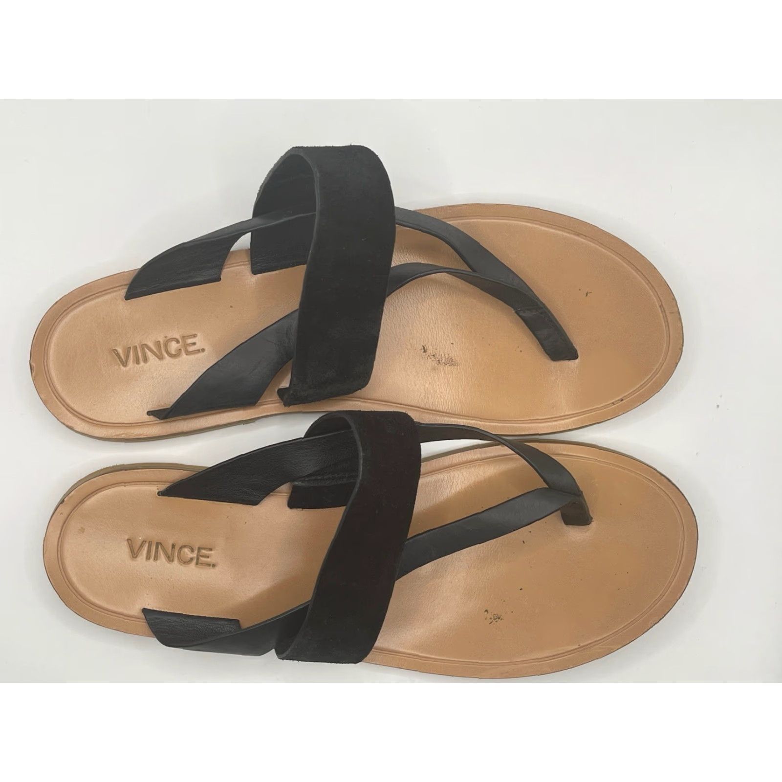 Vince Vince Sandal Women Strappy Thong Black Leather Slip On Flat Block Heel 7.5M US 8.5 EU 37.5 Sizes Size US 8.5 / IT 38.5 - 2 Thumbnail