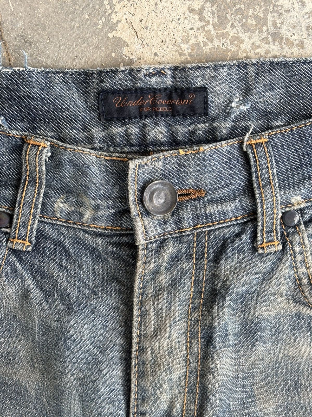 Undercover Undercoverism Distressed Fade Denim Jeans Size US 33 - 3 Thumbnail