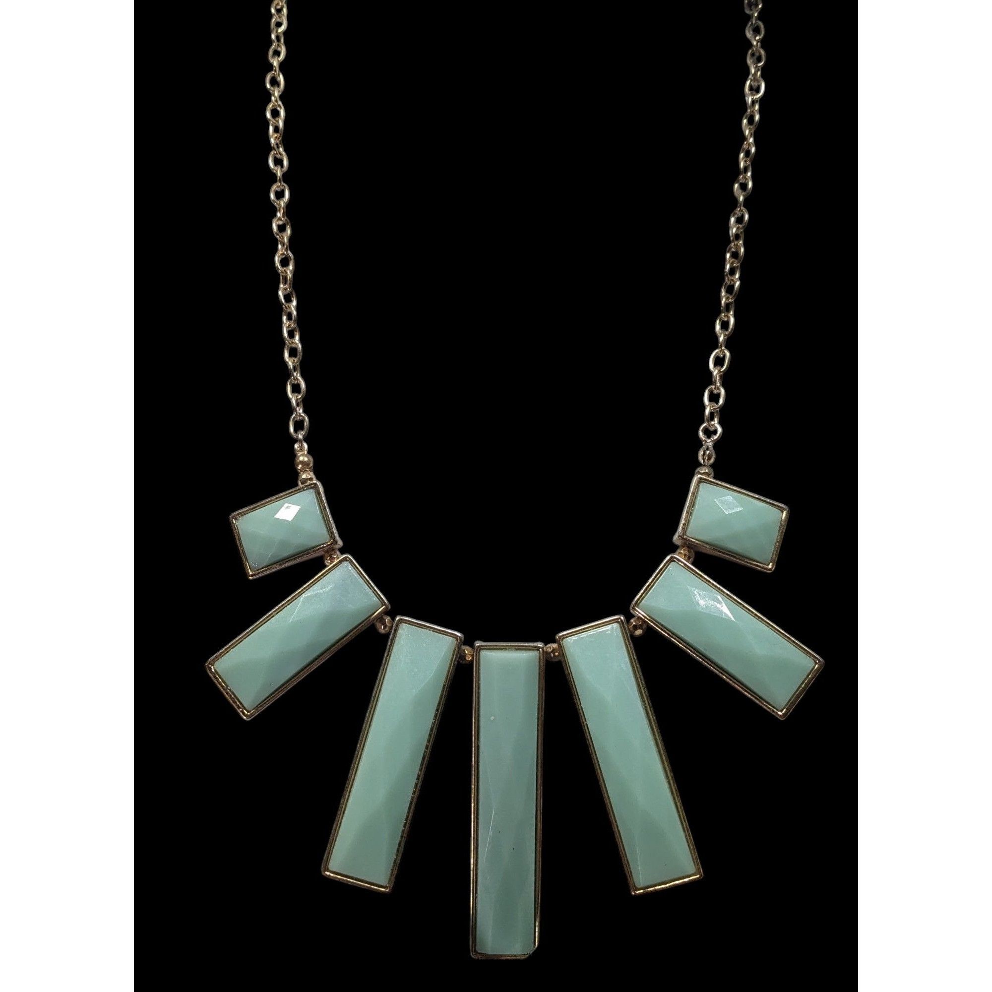 Other Graduated Pillar Bib Necklace Blue Gems With Gold Tone Metal Size ONE SIZE - 2 Thumbnail
