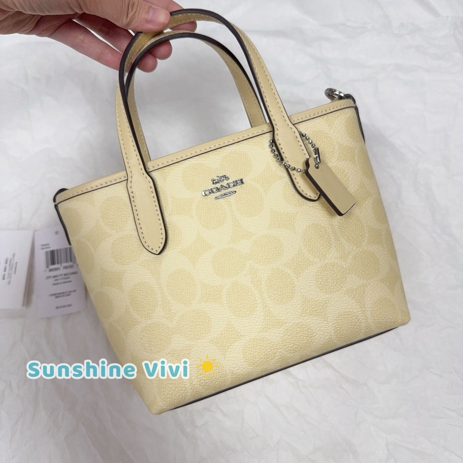 Coach NWT Coach City Mini Tote Bag CW032 Silver/Hay Size ONE SIZE - 2 Thumbnail