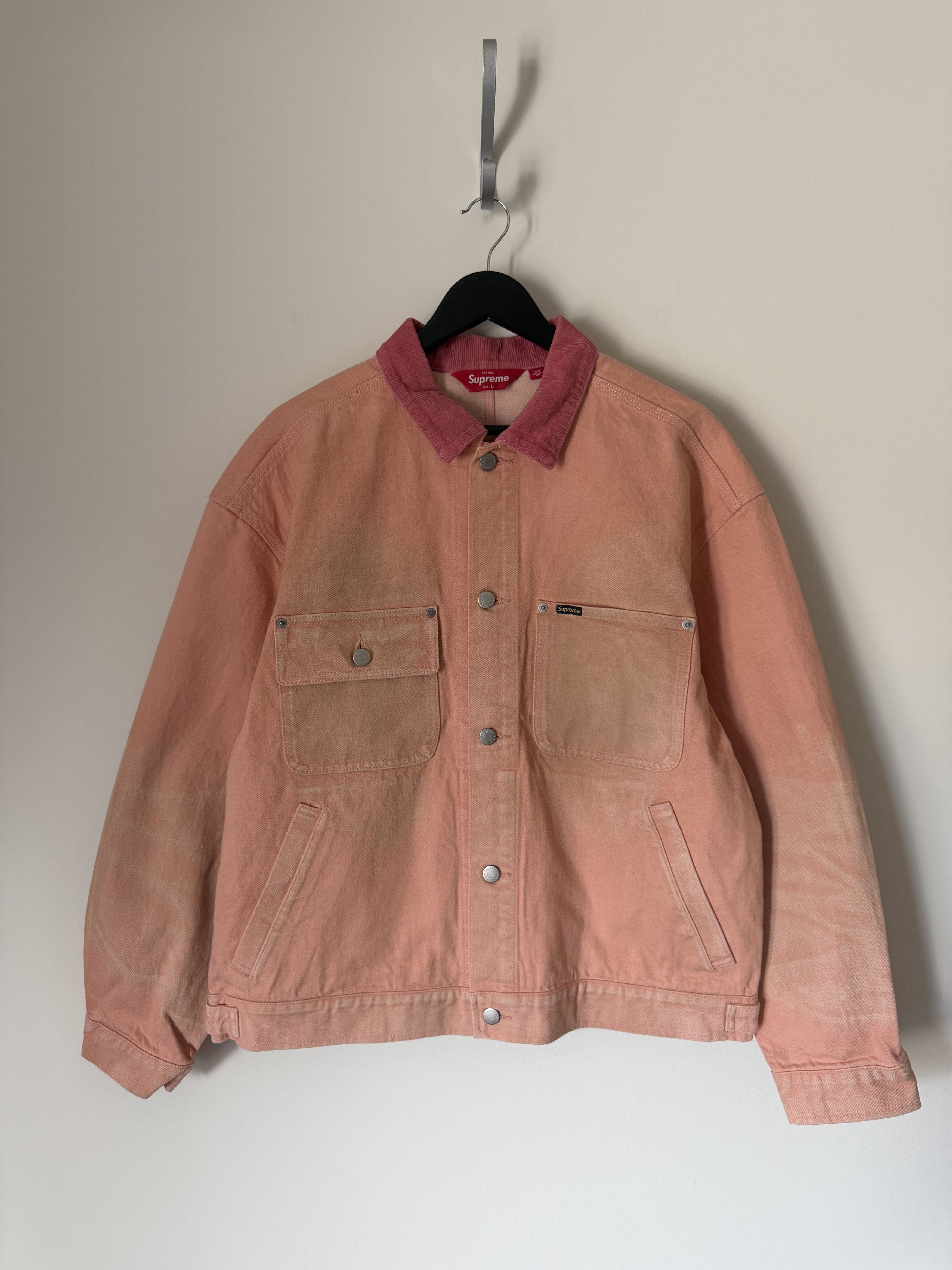 Supreme Supreme Distressed Selvedge Denim Trucker Jacket in Pink Size US L / EU 52-54 / 3 - 1 Thumbnail