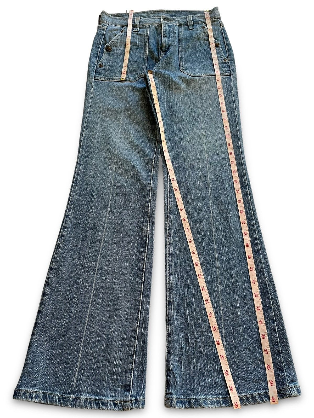 Japanese Brand Vintage Japanese Brand Blue Wash Flare Style Fatigue Jeans Size 27" / US 4 / IT 40 - 13 Thumbnail