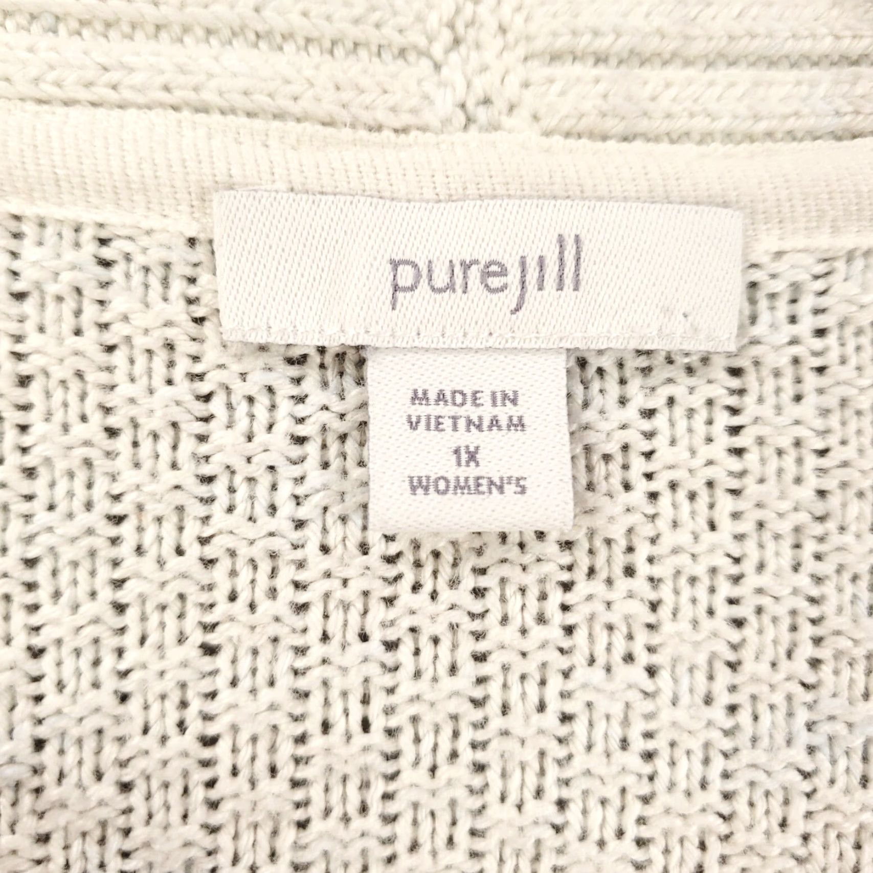 J. Jill J. Jill Cardigan Womens 1X Open Front Sweater Ivory Knit Long Sleeve Bohemian Classic Designer Vintage No Size XL / US 12-14 / IT 48-50 - 5 Thumbnail