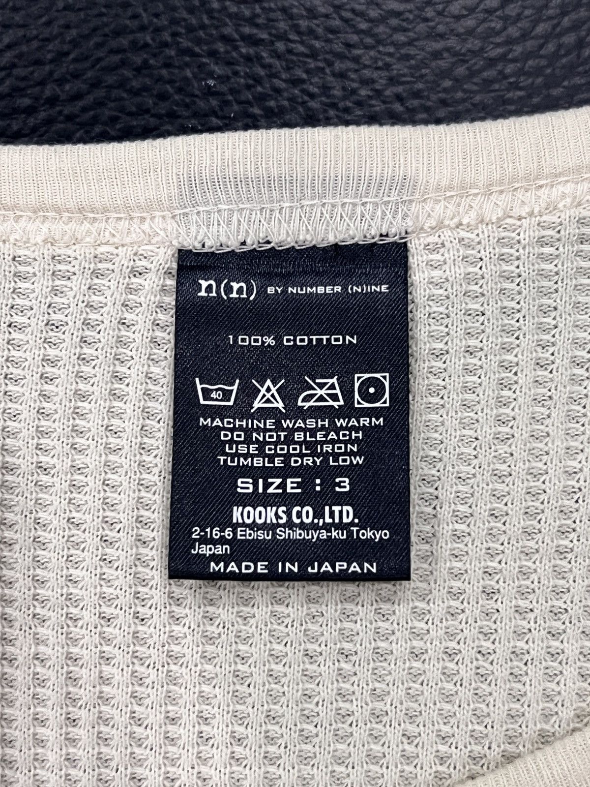 Number (N)ine Number (N)ine by N(n) Waffle Knit Long Sleeve Top Size US L / EU 52-54 / 3 - 11 Thumbnail
