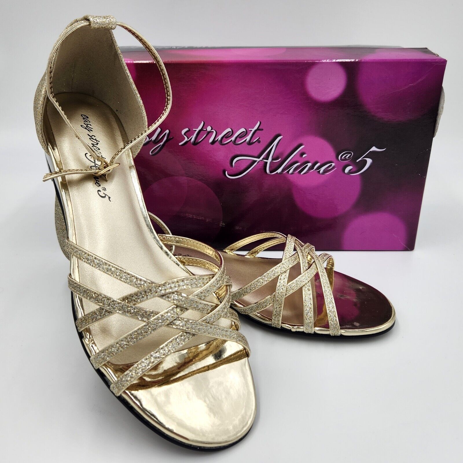 The Unbranded Brand Easy Street Women Gold Glitter Wedge Evening Sandals 8.5 Size US 8.5 / IT 38.5 - 2 Thumbnail