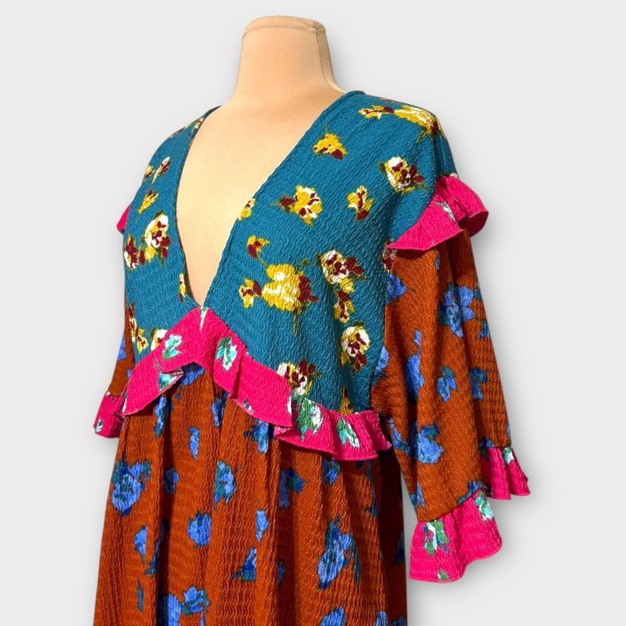 Anthropologie NWT Anthropologie Ruffled Sleep Mini Dress XS Floral Multi T Size XS / US 0-2 / IT 36-38 - 5 Thumbnail