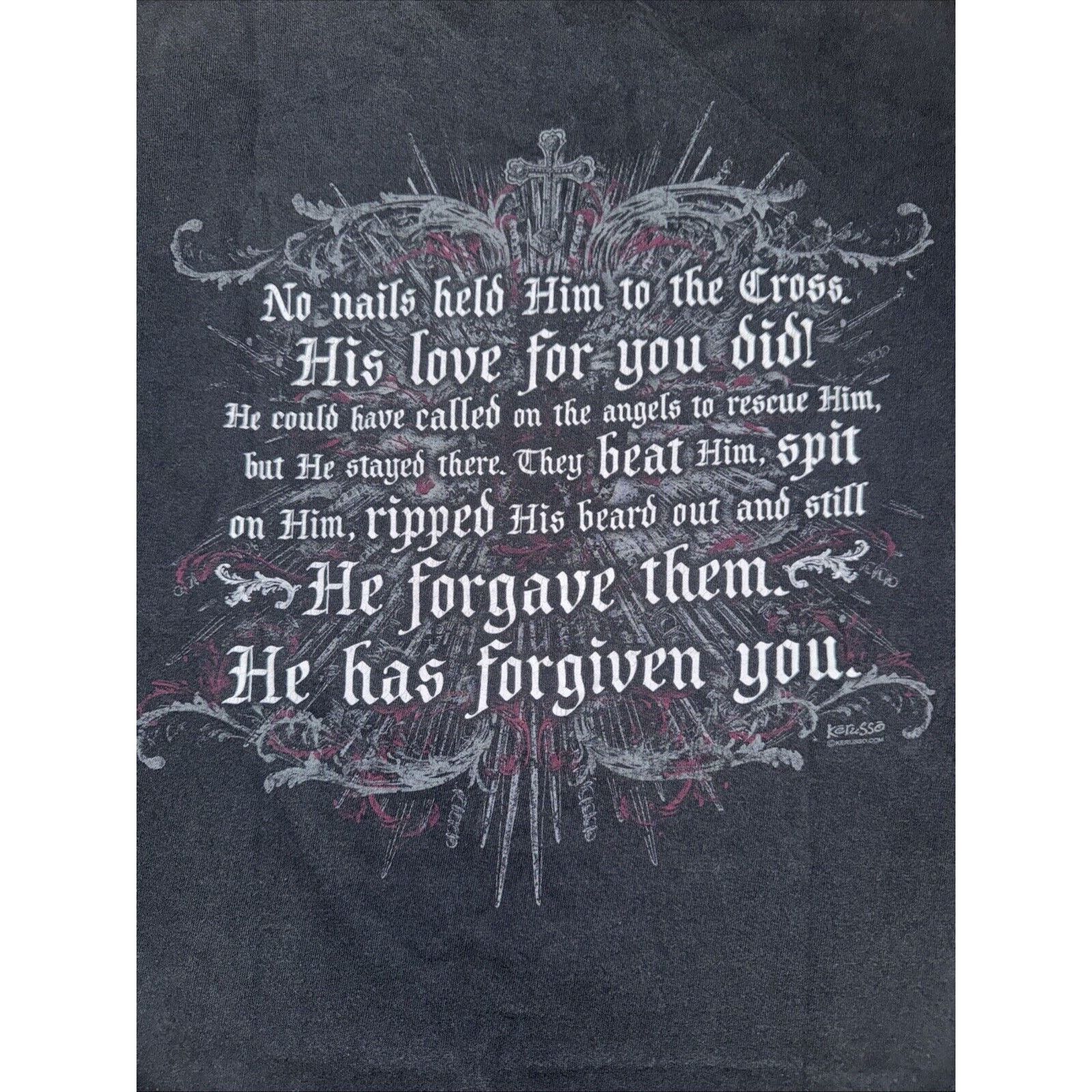 Band Tees × Vintage Vintage Jesus Crucified T-Shirt Black L 19x25 Size US L / EU 52-54 / 3 - 5 Thumbnail