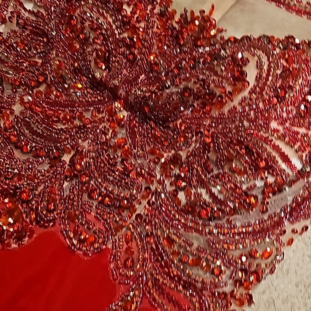 The Unbranded Brand Jovani embellished beaded illusion chiffon red gown dress 0 Size XS / US 0-2 / IT 36-38 - 6 Thumbnail