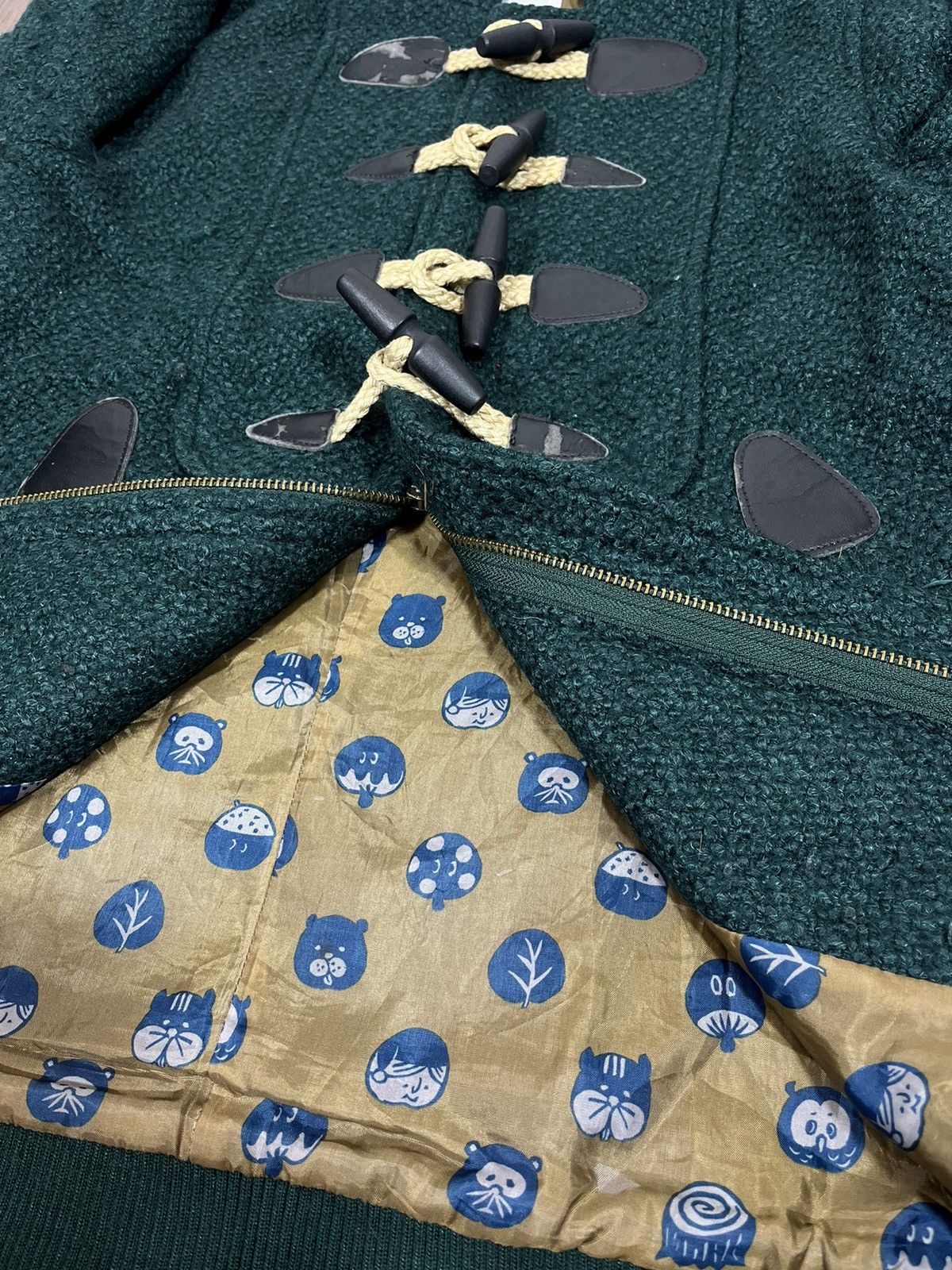 Issey Miyake × Ne-Net Ne-Net Green Wool Duffle Coat Size US L / EU 52-54 / 3 - 6 Thumbnail