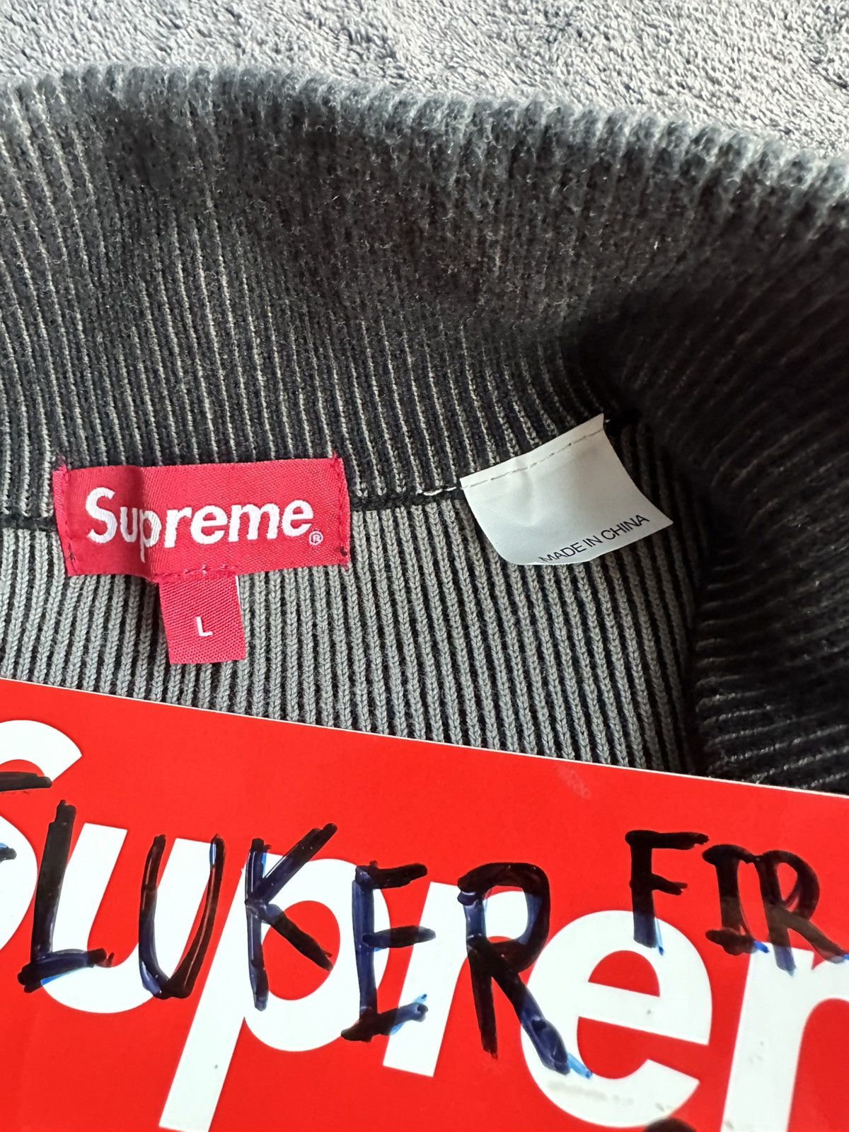 Supreme Supreme 2-Tone Ribbed Zip Up Sweater Black Grey Size US L / EU 52-54 / 3 - 7 Thumbnail