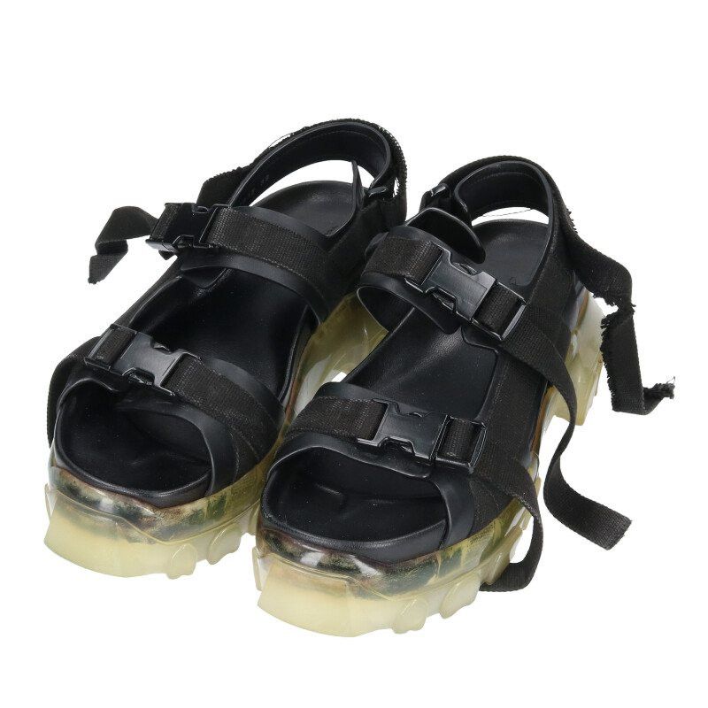 Rick Owens Black Mobius Granola Leather Sandals | Grailed
