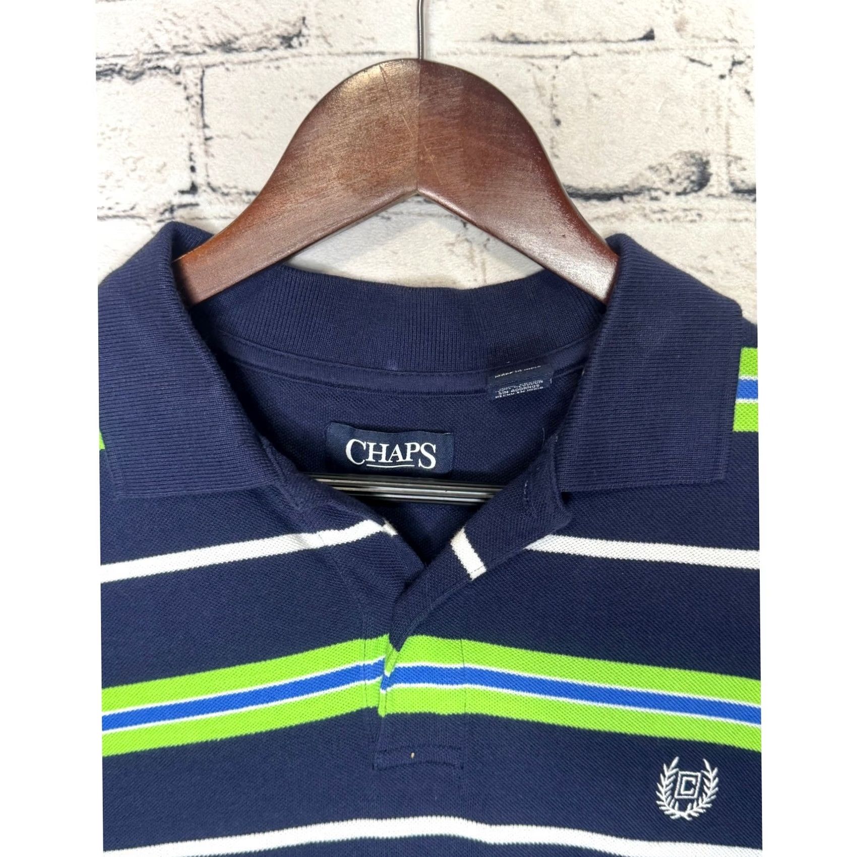 Chaps Chaps Polo Shirt Striped Short Sleeve Navy Green White Blue Logo Embroidered Casual Activewear Mens M Size US M / EU 48-50 / 2 - 3 Thumbnail