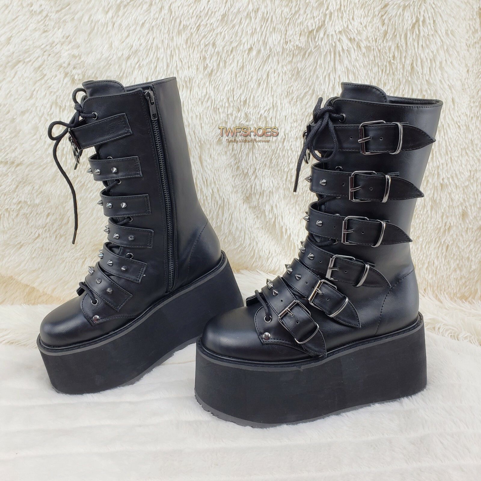 Demonia Cult DEMONIA Damned 225 Multi Strap Goth Punk Rock 3.5" Platform Size US 8 / IT 38 - 7 Thumbnail
