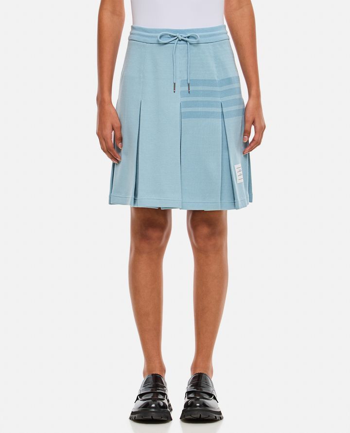 Thom Browne o1s22i1n0924 Knitted 4-Bar Pleated Skirts in Light Blue Size 28" / US 6 / IT 42 - 1 Thumbnail
