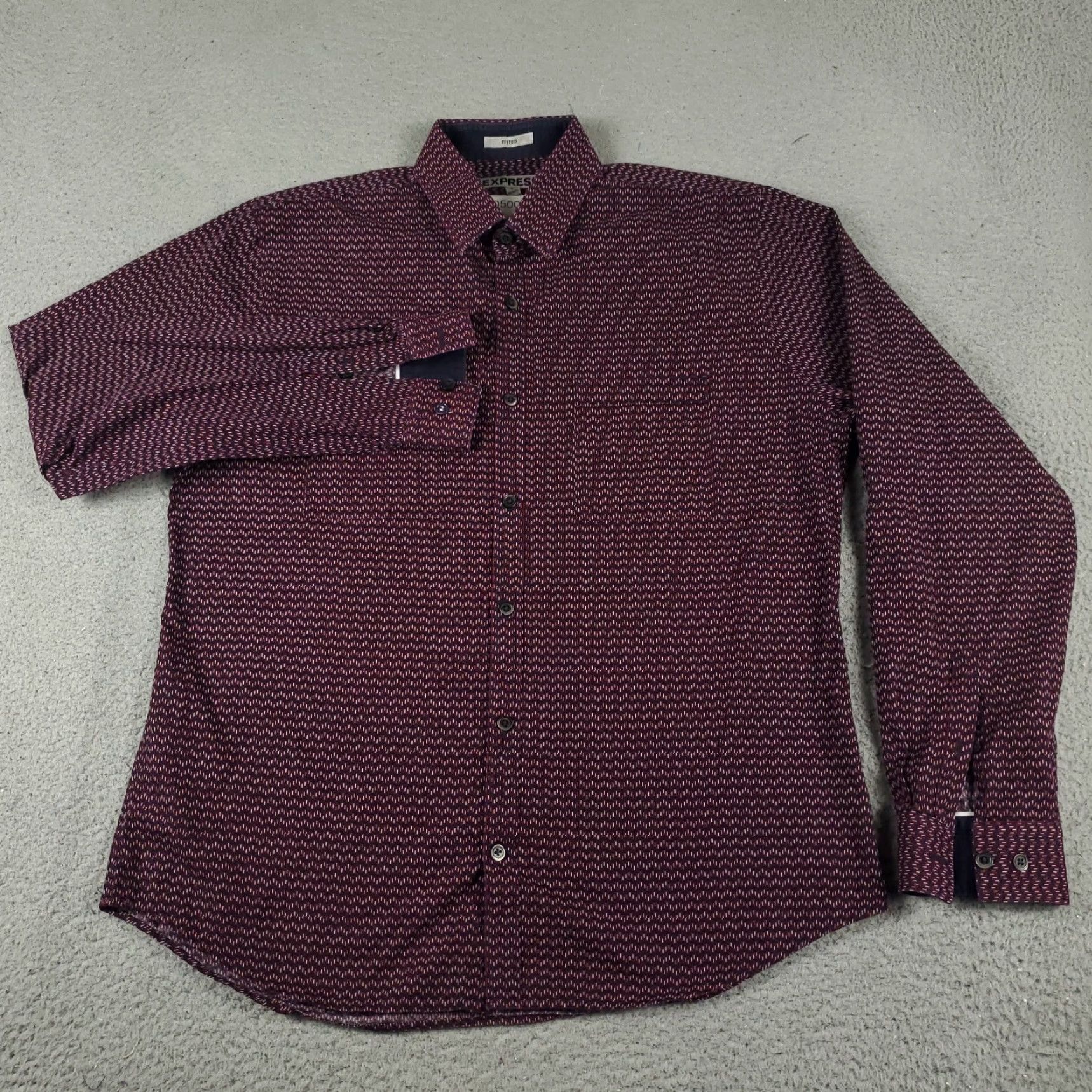 Express Express Button-Up Shirt Mens Large Purple Geometric Long Sleeve Casual Modern Size US L / EU 52-54 / 3 - 2 Thumbnail