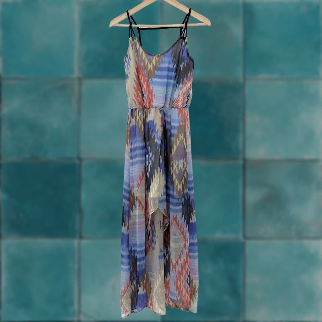 Vintage Xhilaration Dress Womens XS Women Maxi Lined Braided Strap Geometric Size Boho Size XS / US 0-2 / IT 36-38 - 1 Thumbnail