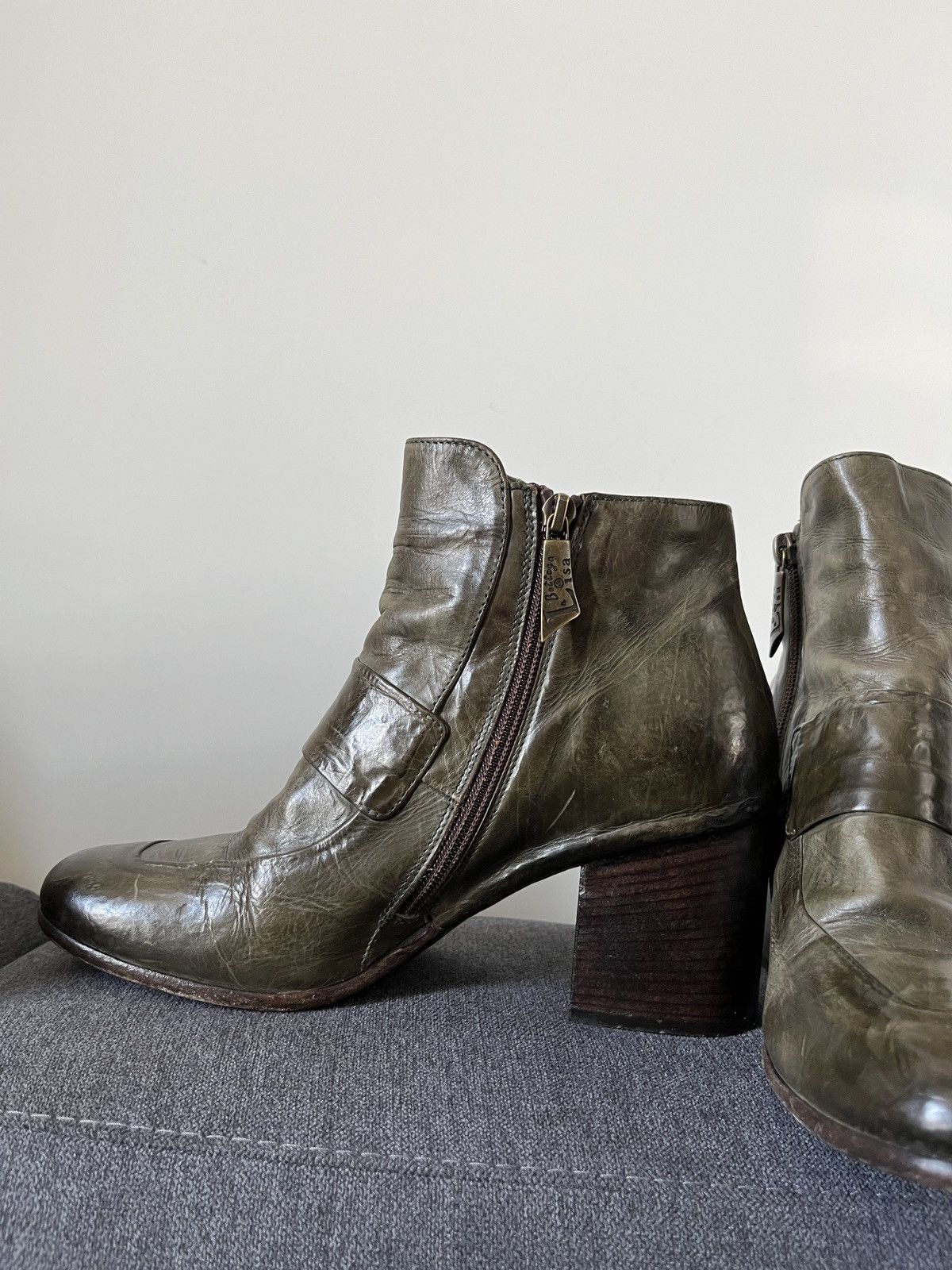 A.S.98 La Bottega di Lisa Ancle Avant Garde Green Leather Boots Size US 9 / IT 39 - 13 Thumbnail