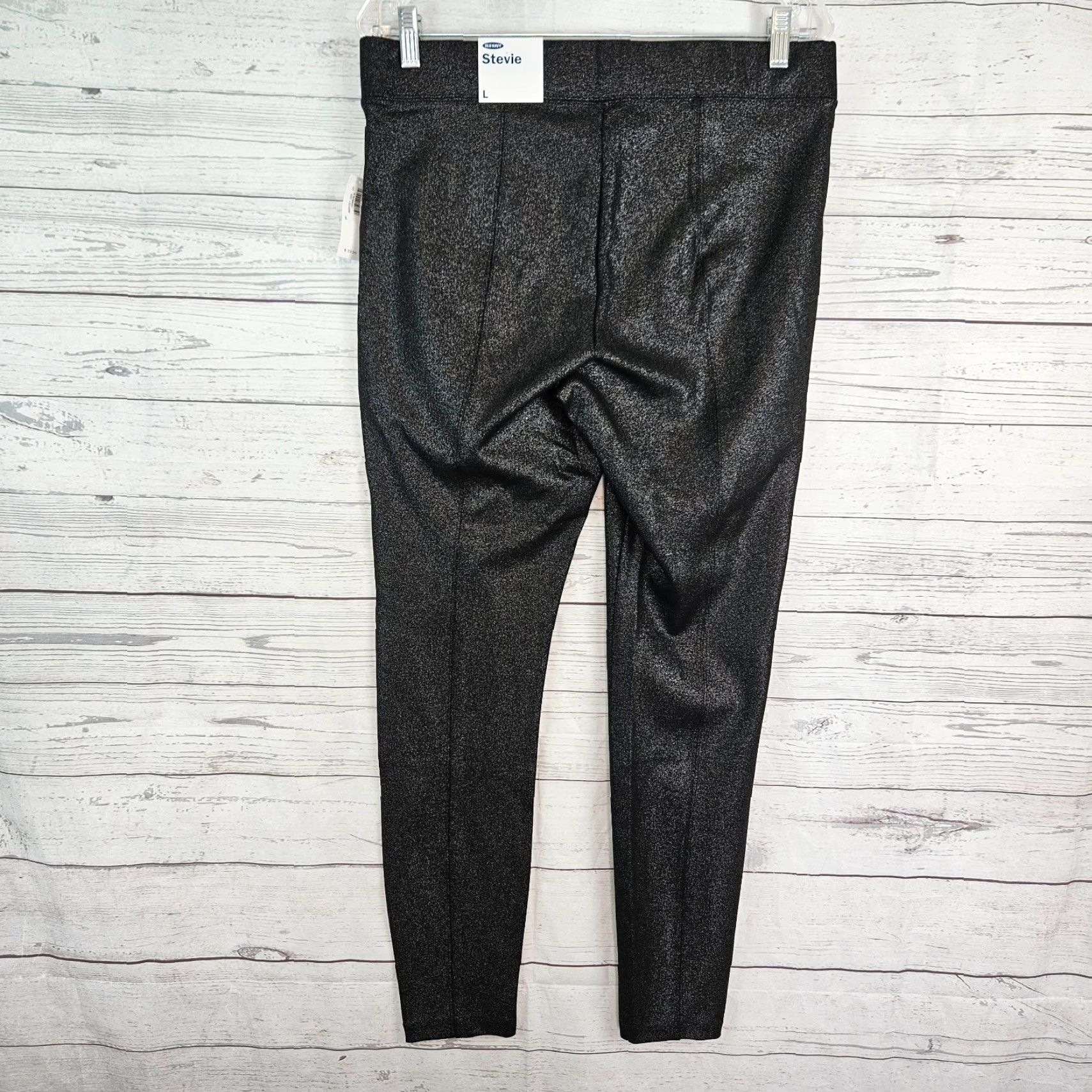 Old Navy Old Navy Womens Leggings Sz Large Black Metallic Pull On Rayon Blend Size 36" / US 14 / IT 50 - 3 Thumbnail