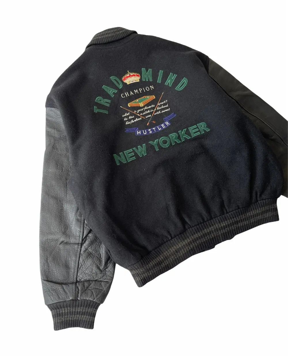 Vintage HUSTLER NEW YORK LEGEND VARSITY JACKET Size US L / EU 52-54 / 3 - 3 Thumbnail