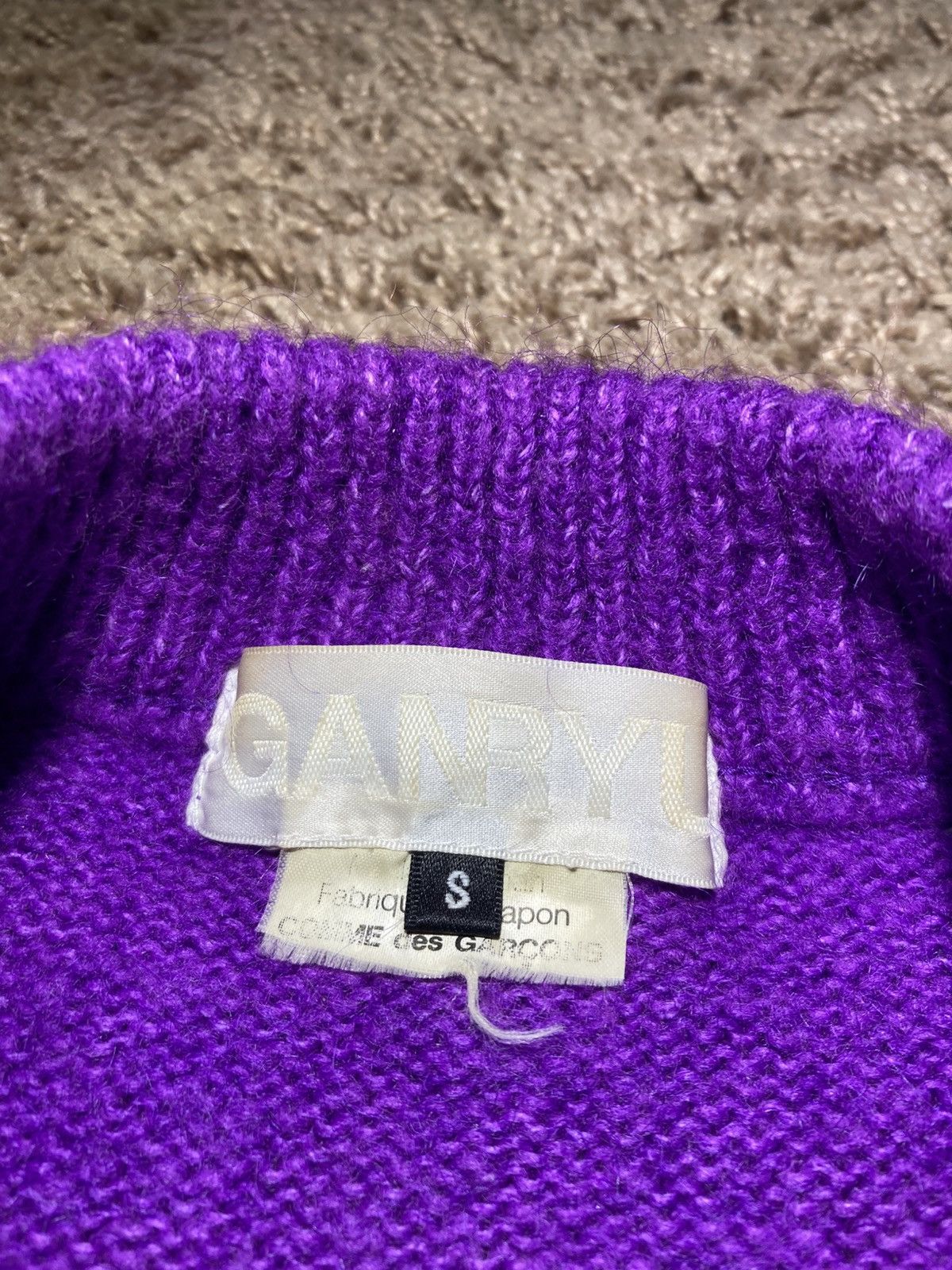 Comme des Garcons × Ganryu 2012 Ganryu Purple Knit Sweater Button Shark Striped Wool Size US S / EU 44-46 / 1 - 5 Thumbnail