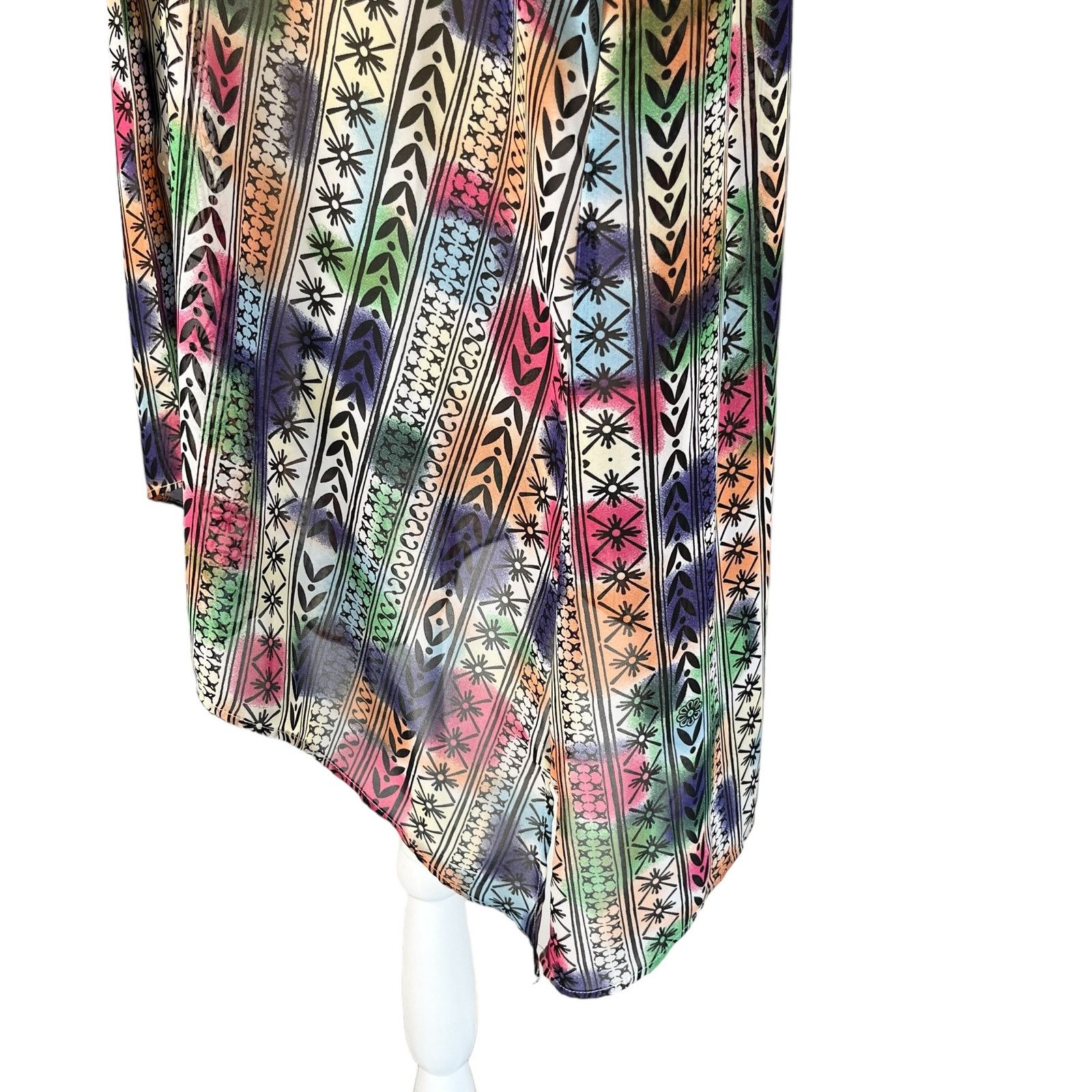 Other Peck & Peck Retro Button Down Blouse XL Semi Sheer Rainbow Size XL / US 12-14 / IT 48-50 - 16 Thumbnail