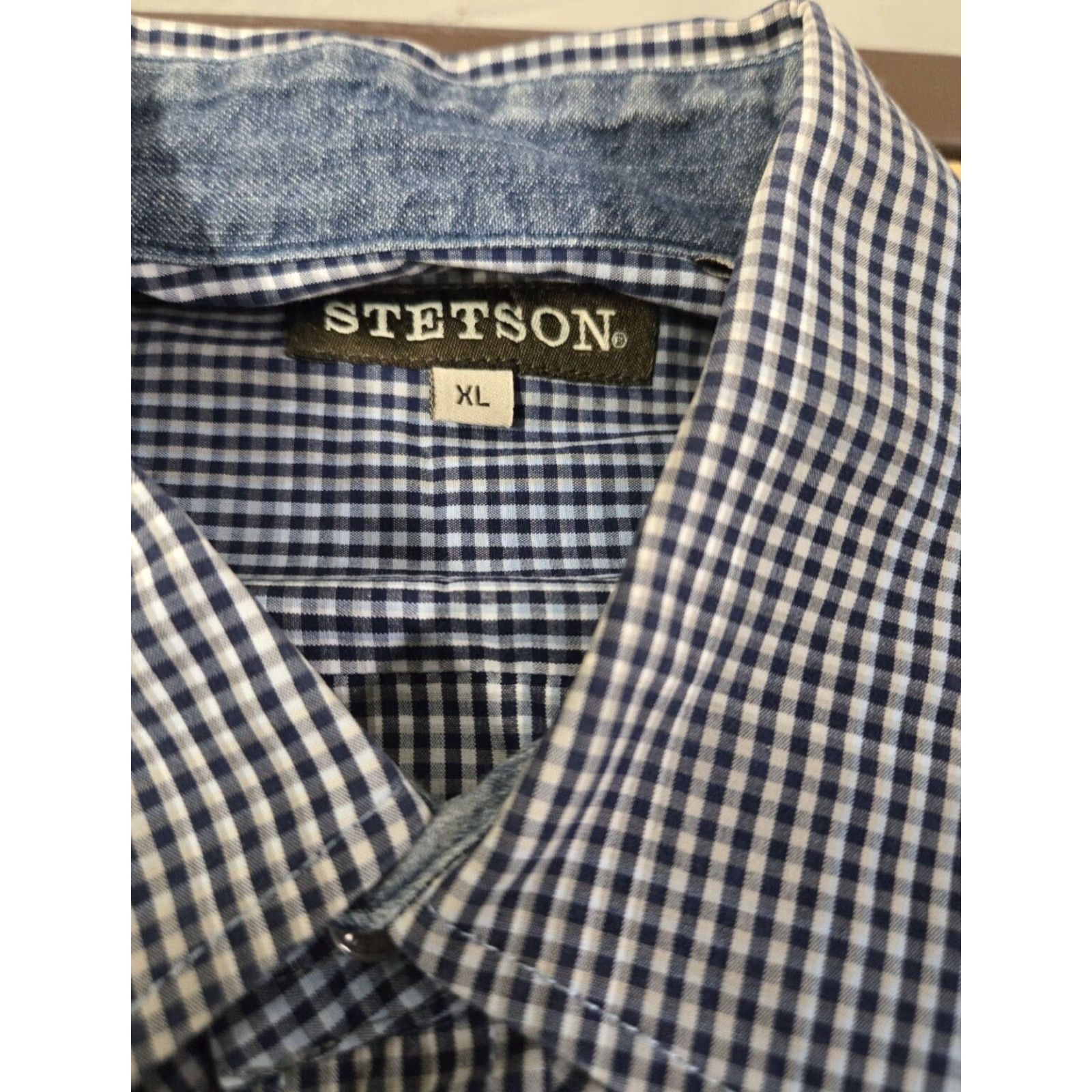 Stetson Stetson Shirt Long Sleeve Pearl Snap Men's XL Blue Geometric Flannel Button-Up Regular Fit Size US XL / EU 56 / 4 - 4 Thumbnail