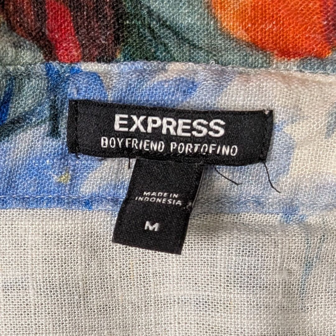 Express Express Watercolor Linen Button-Down | Women's M Size M / US 6-8 / IT 42-44 - 3 Thumbnail