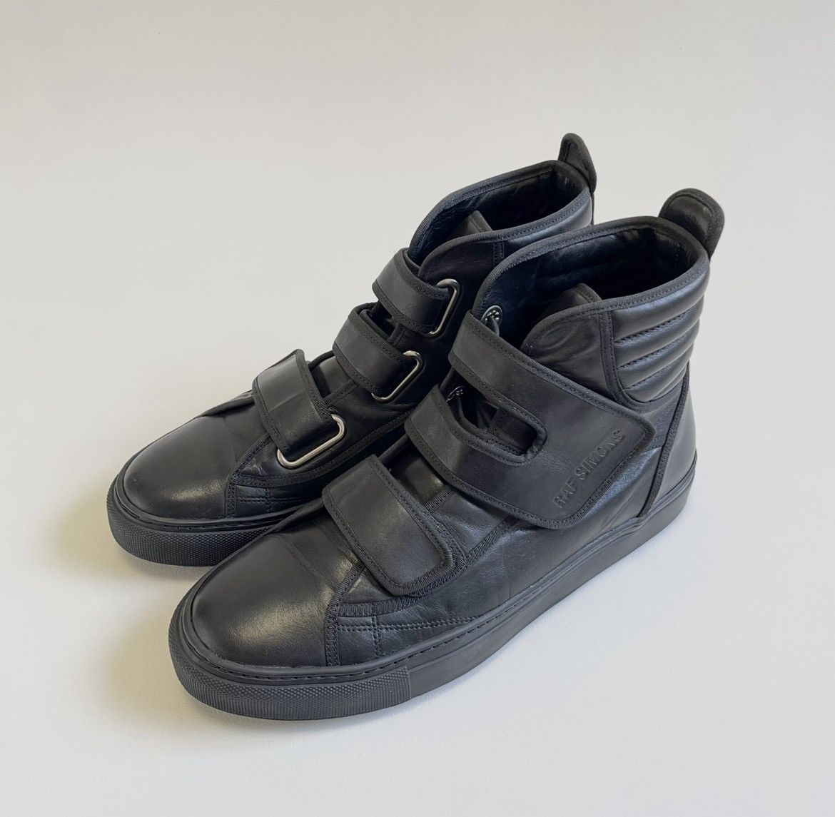 Raf Simons Black Leather 'Velcro' Sneakers | Grailed