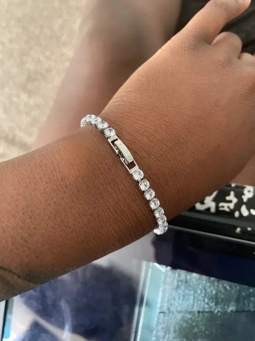 VIBE Silver Color 2.5 AAA Cubic Zirconia Tennis Chain Bracelet Size ONE SIZE - 3 Thumbnail