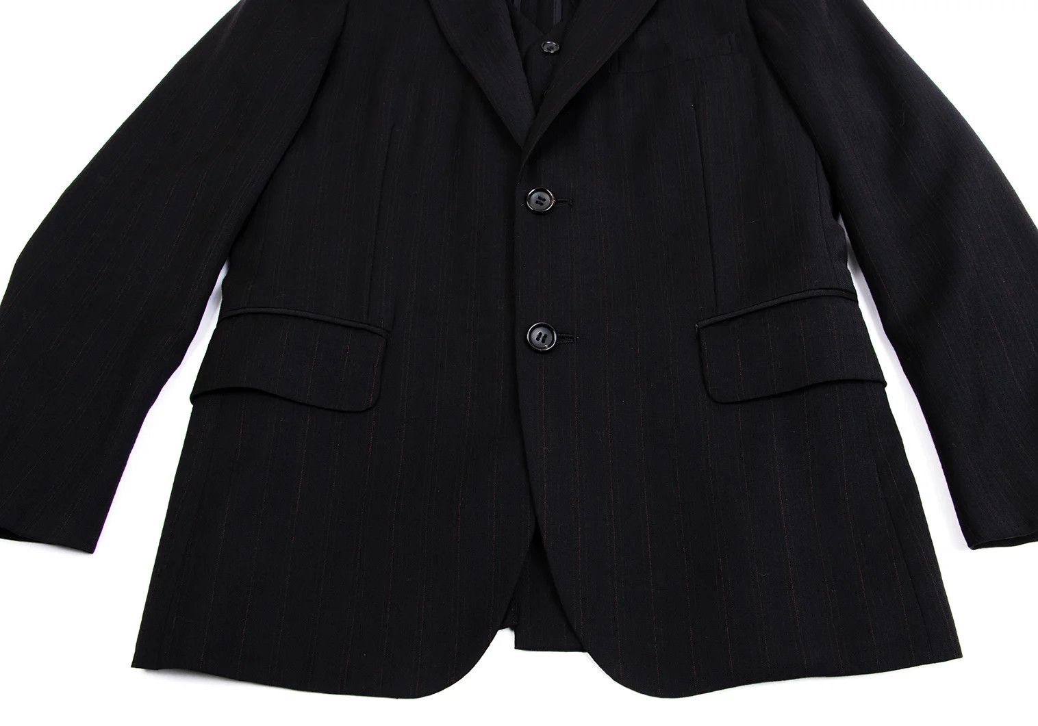 Comme des Garcons Homme Plus Layered Stripe Jacket in Black and Red, Size XS Size US XS / EU 42 / 0 - 7 Thumbnail