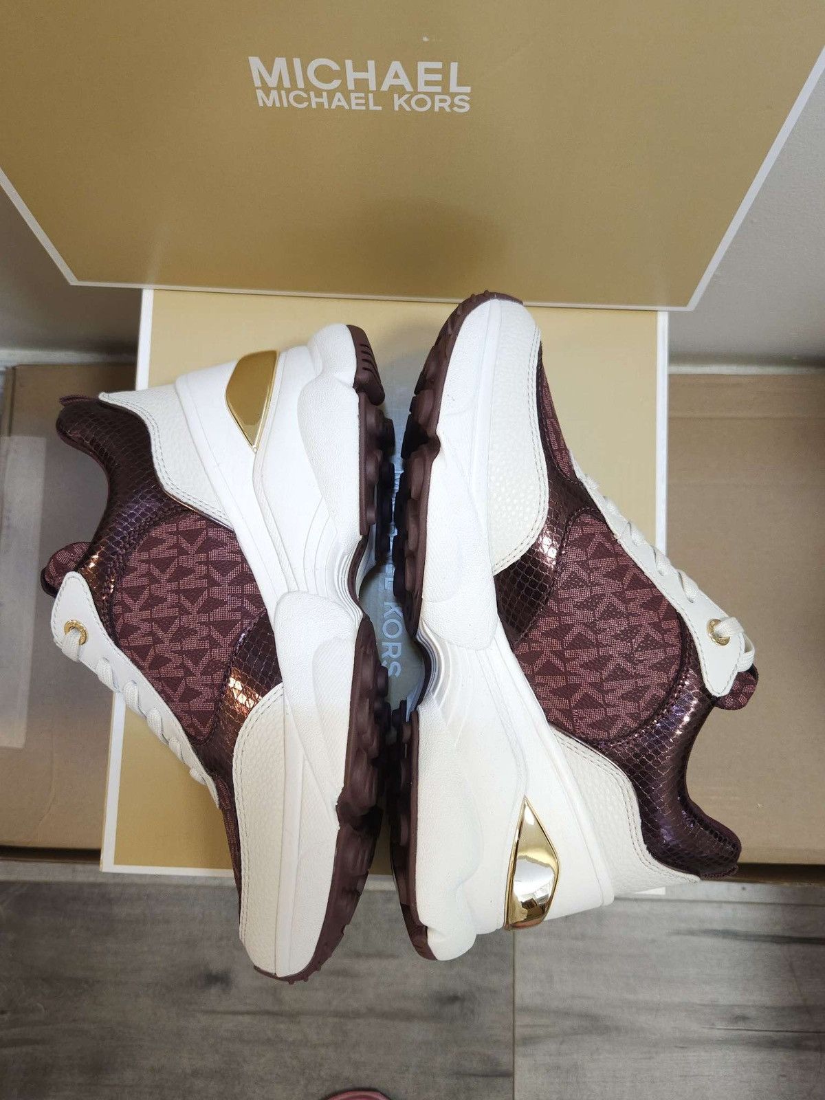 Michael Kors Katrina Signature Logo & Metallic Lizard Embossed Trainer MK Size US 7 / IT 37 - 5 Thumbnail