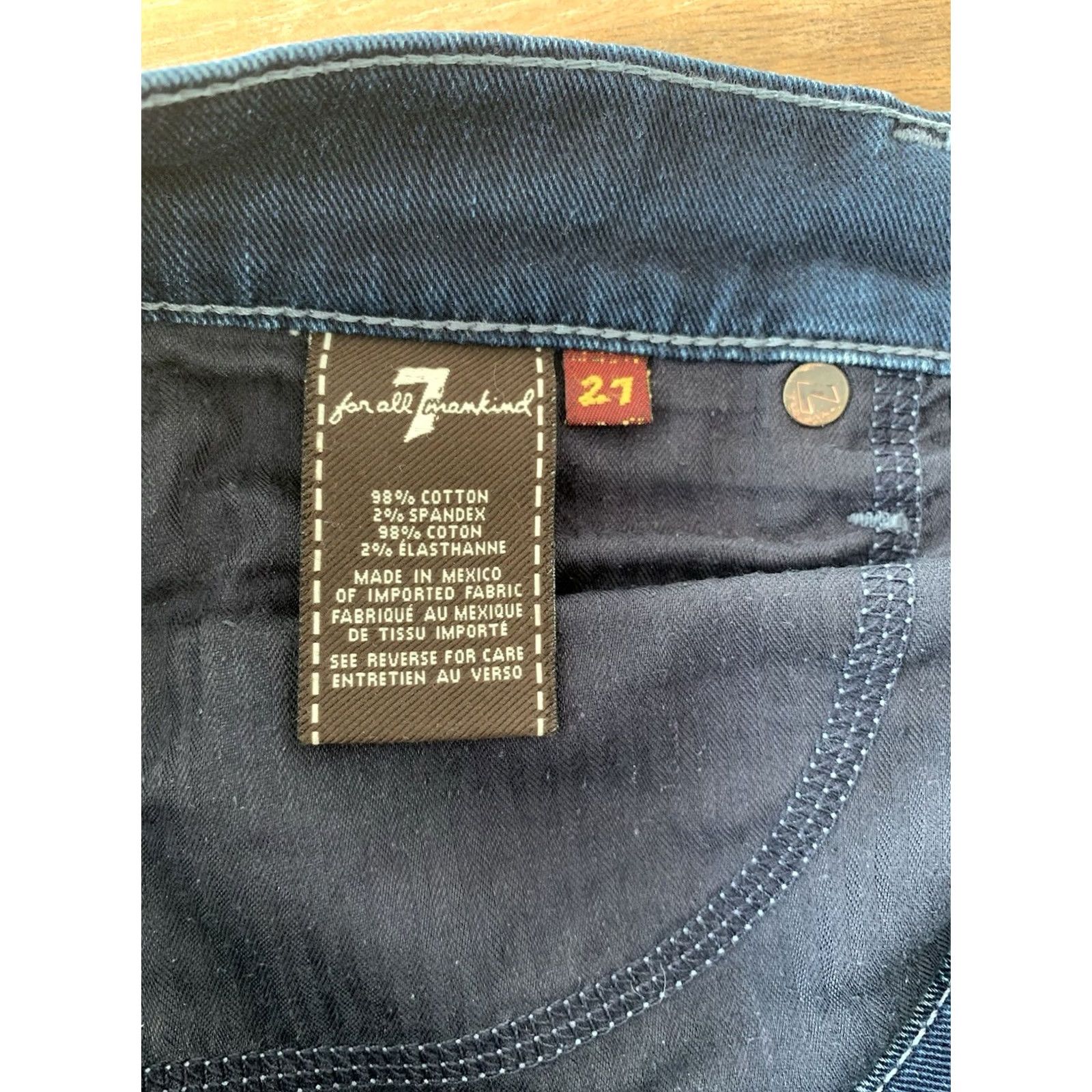 7 For All Mankind 7 For All Mankind Roxanne Slim Straight Jeans 27 Regular 31x30 Dark Blue Denim Cotton Blend Women Jeans Band Punk Rock Size 24" / US 00 / IT 34 - 5 Thumbnail