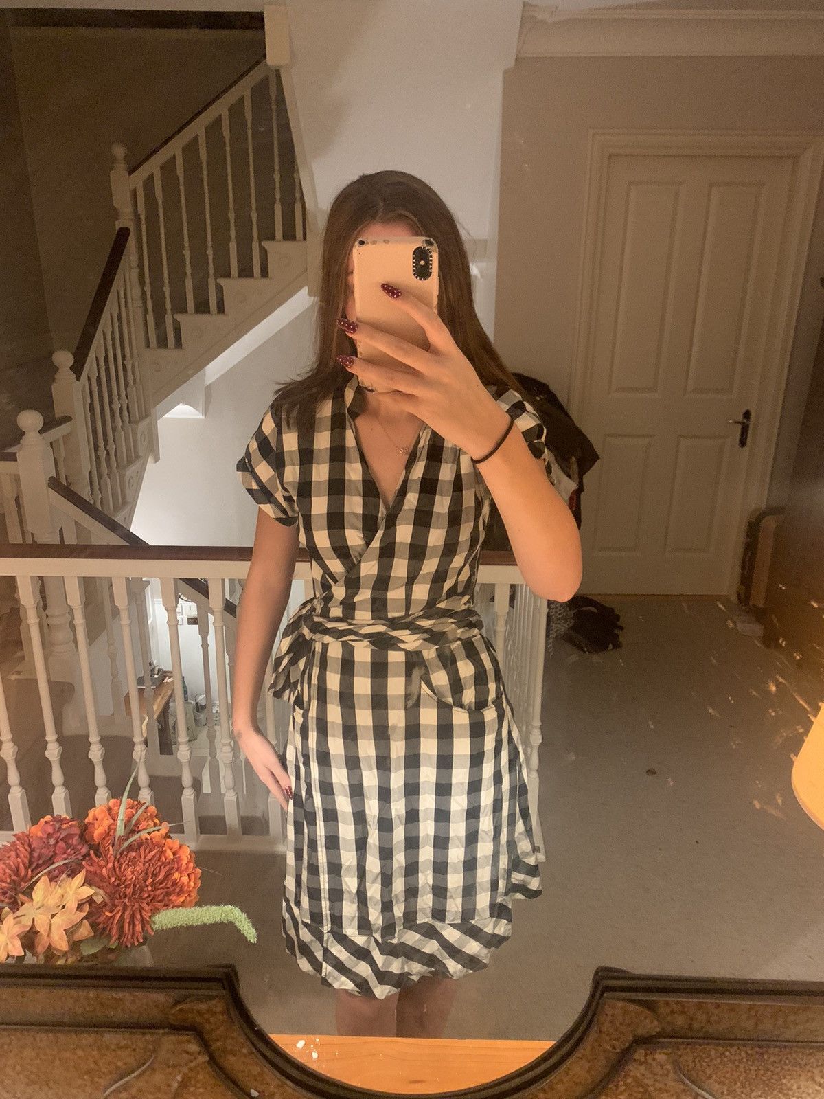 Jaeger Jaeger Black and White Checkered Mid-Length Dress Size M / US 6-8 / IT 42-44 - 3 Thumbnail