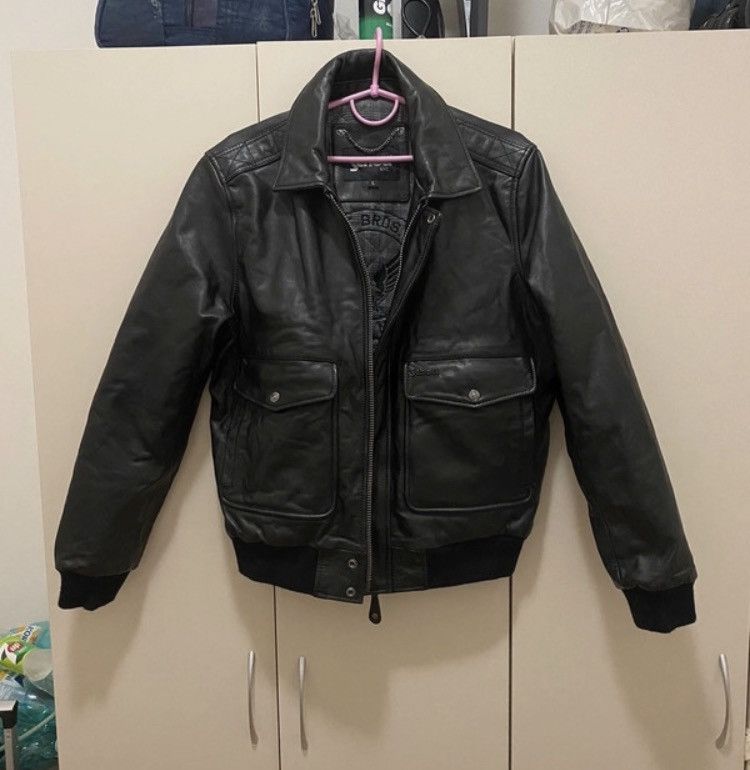 Schott NYC Vintage Leather Bomber Jacket BLACK