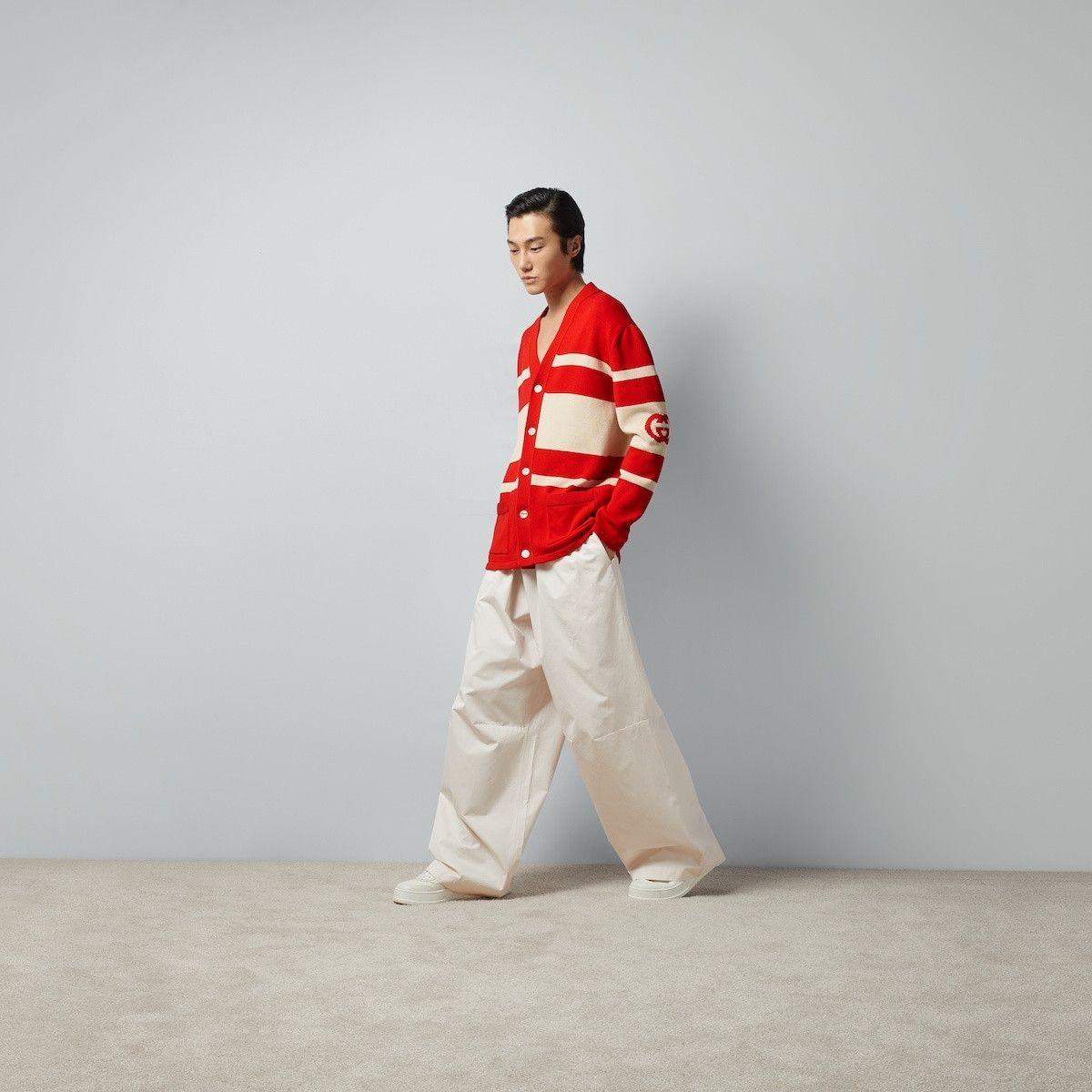 Gucci o1loc1c0925 Knit Cotton Cardigan Interlocking G in Red/Ivory Size US L / EU 52-54 / 3 - 5 Thumbnail