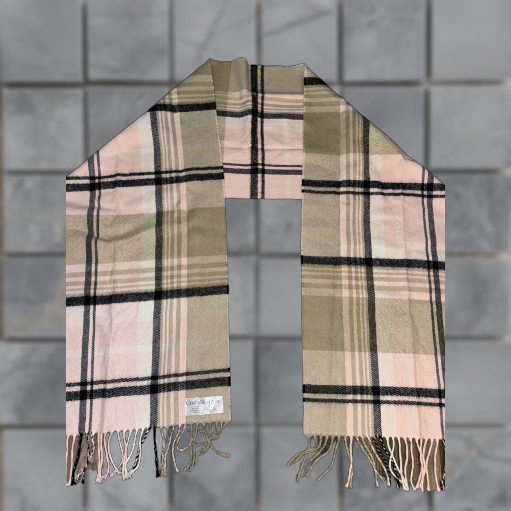 Croft & Barrow Croft & Barrow Plaid Scarf Pink Tan Women Cotton Size ONE SIZE - 1 Thumbnail