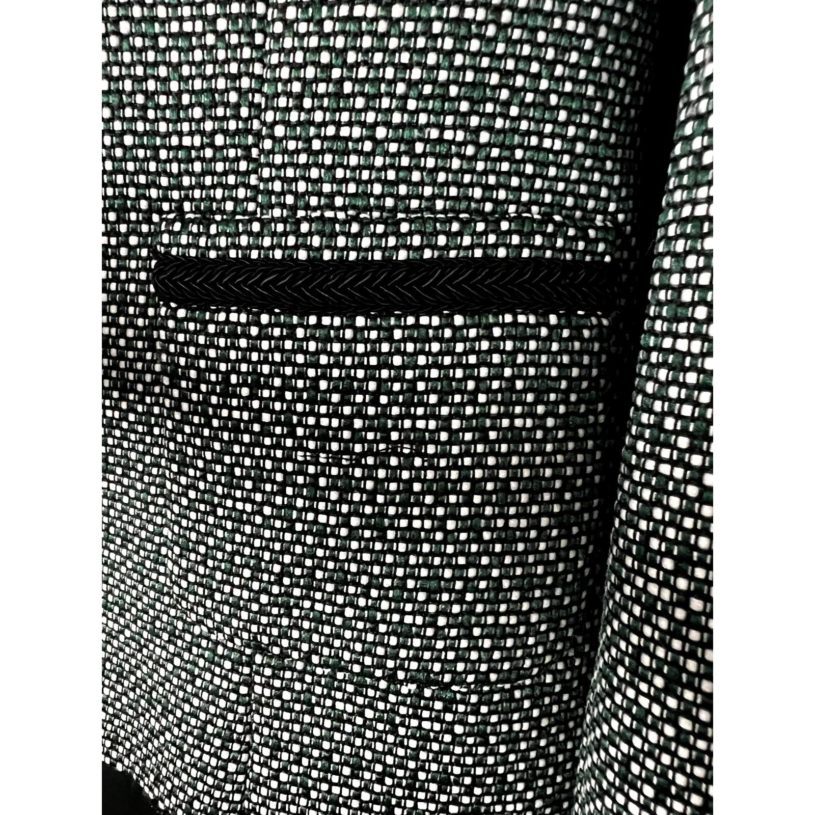 Elie Tahari Tahari Green & Black Collarless Classic Elegant 10P Blazer Size L / US 10 / IT 46 - 6 Thumbnail