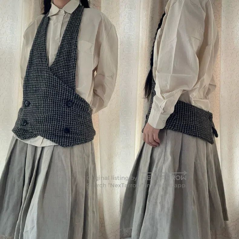 Kapital Kapital Dark gray check, colored dots, wool knitted vest Size XS / US 0-2 / IT 36-38 - 9 Thumbnail