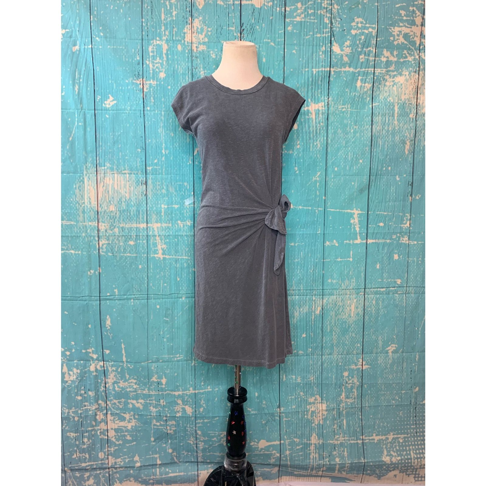 Anthropologie Sundry gray ruched side tie dress size small Size S / US 4 / IT 40 - 6 Thumbnail