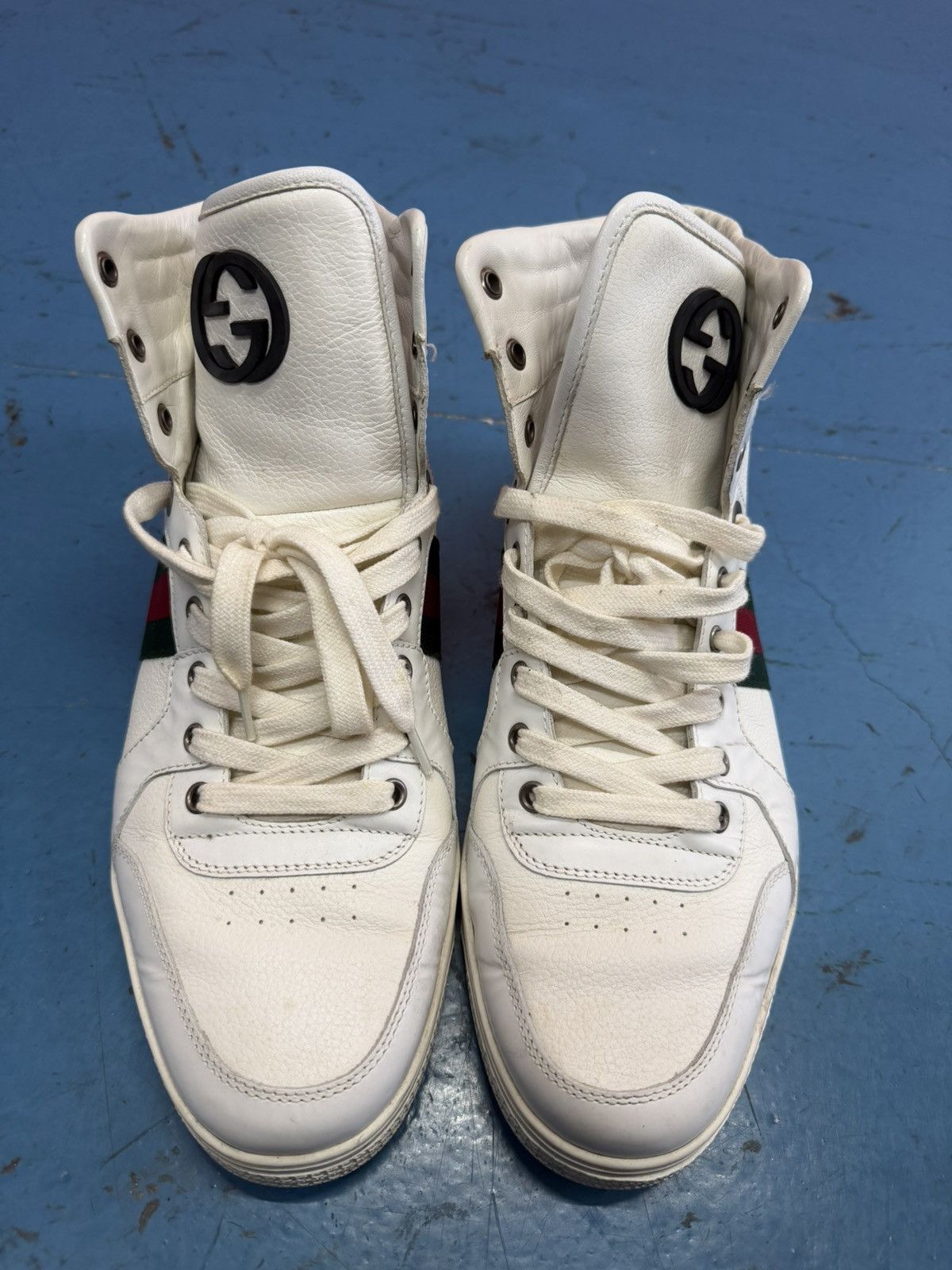 Gucci GUCCI WHITE HIGH TOP SNEAKERS Size US 10 / EU 43 - 1 Thumbnail