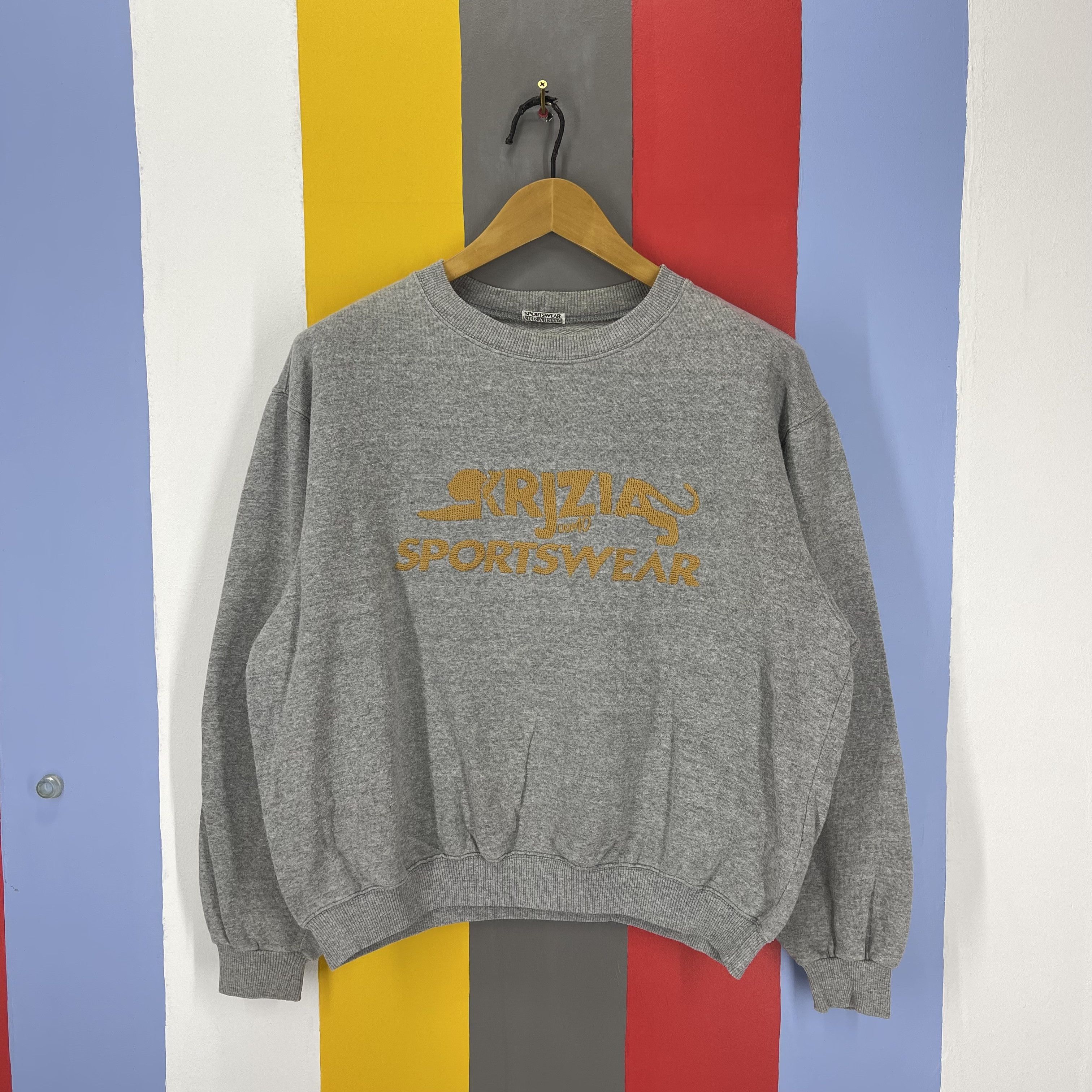 image of Krizia Uomo Sportswear Crew Neck Sweatshirt 1367/av in Grey, Men's (Size Large)