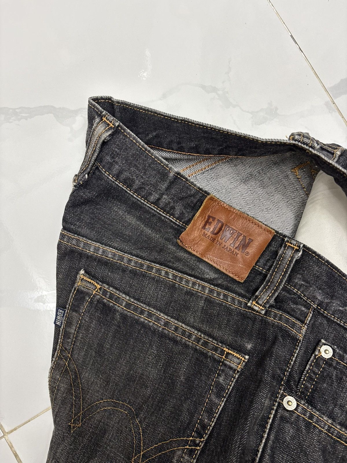Kapital VINTAGE EDWIN BLACK DISTRESS REGULAR DENIM JEANS Size US 32 / EU 48 - 10 Thumbnail