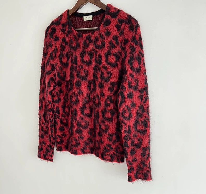 Saint Laurent Paris Saint Laurent Red Leopard Print Sweater-2507 Size US XS / EU 42 / 0 - 8 Thumbnail