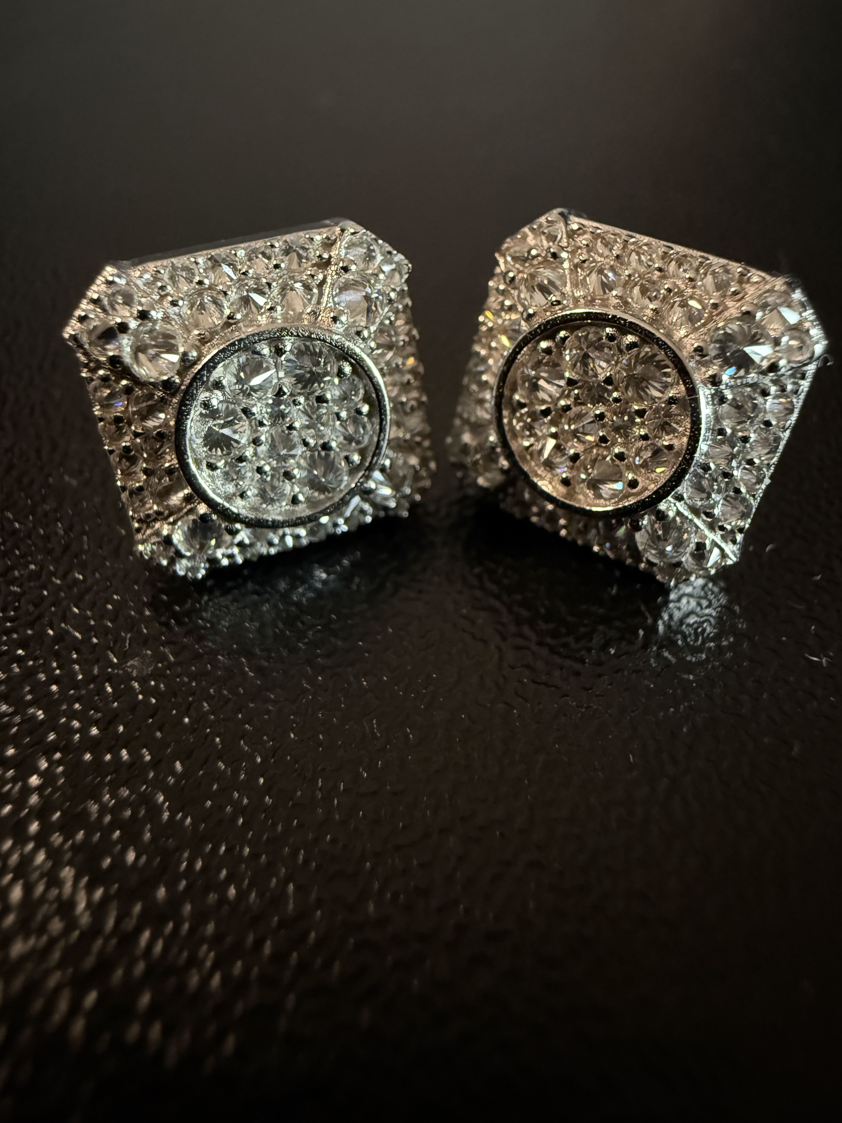 Other Trap Square Halo Studs Moissanite mens 925silver earrings Size ONE SIZE - 12 Thumbnail