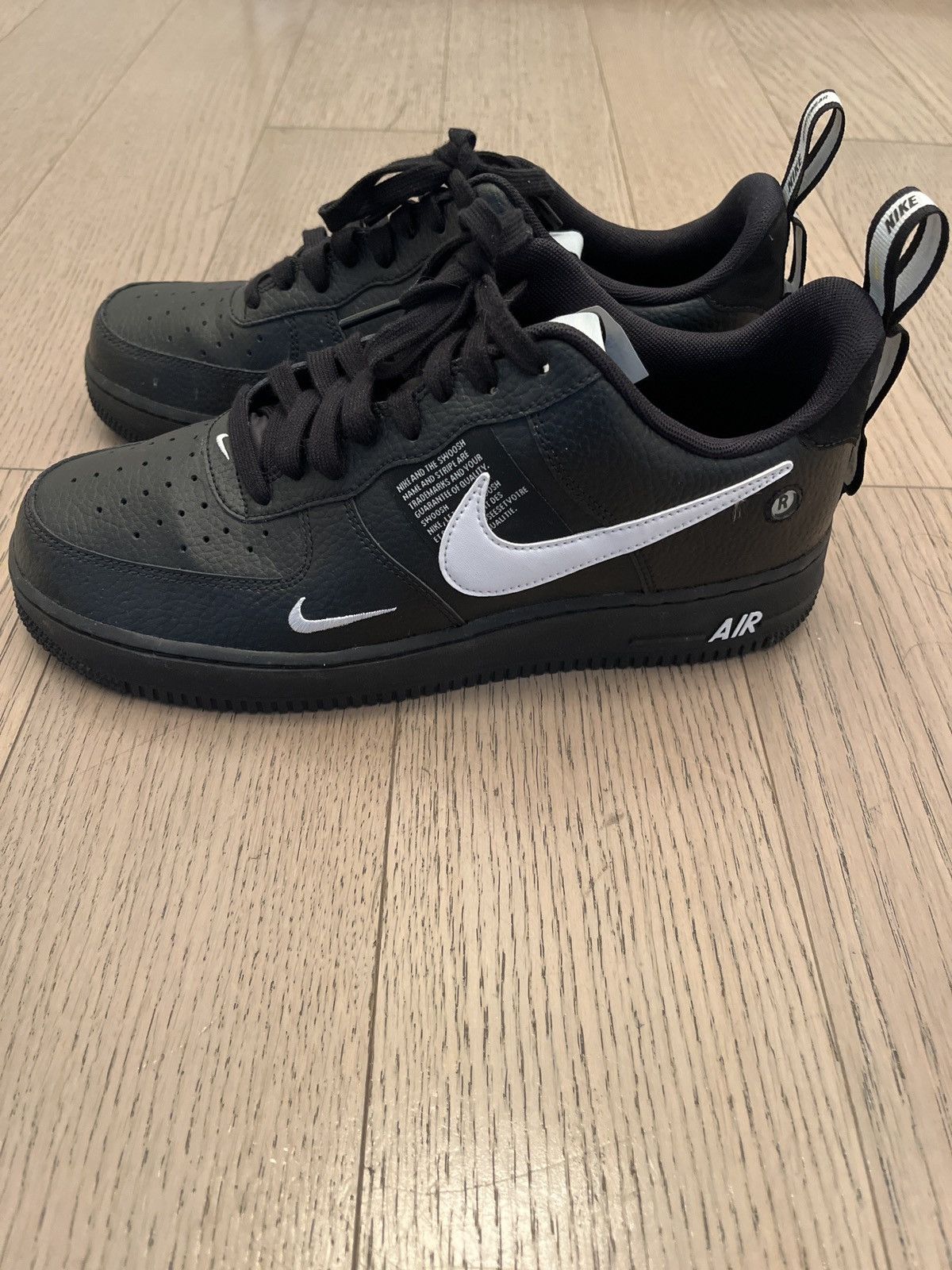 image of Nike Airforce One Black Leather Shoes, Men's (Size 9.5)