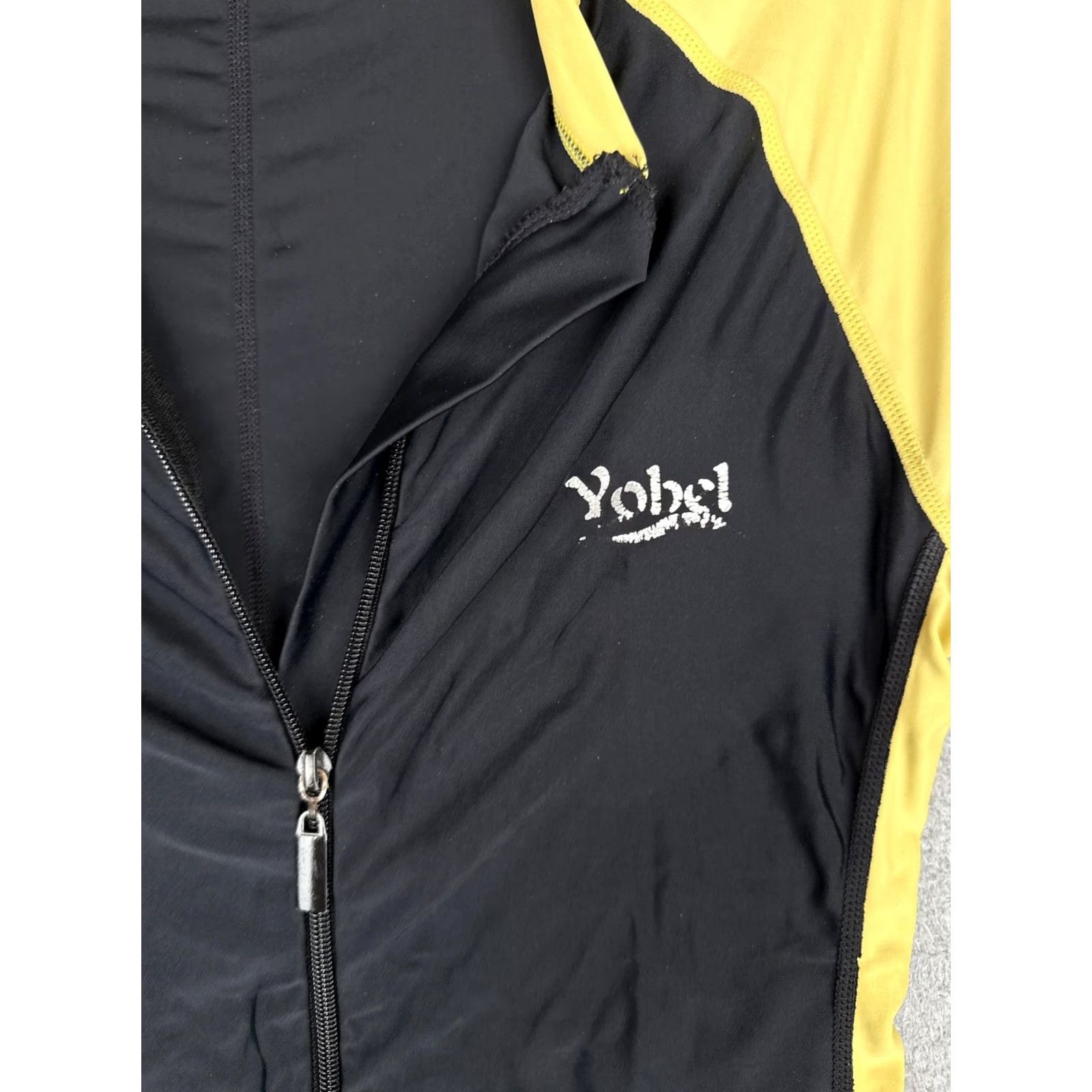 Swims Yob! UV Sun Suit Womens XL Black Yellow Colorblock Zip Short Sleeve Swim Surf Size 40" / US 18 - 6 Thumbnail