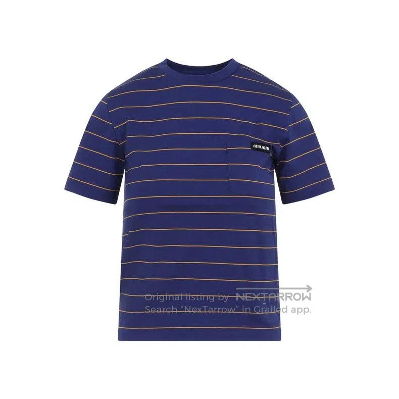 Miu Miu Miu Miu Blue Striped Short Sleeve T. Size US M / EU 48-50 / 2 - 1 Thumbnail
