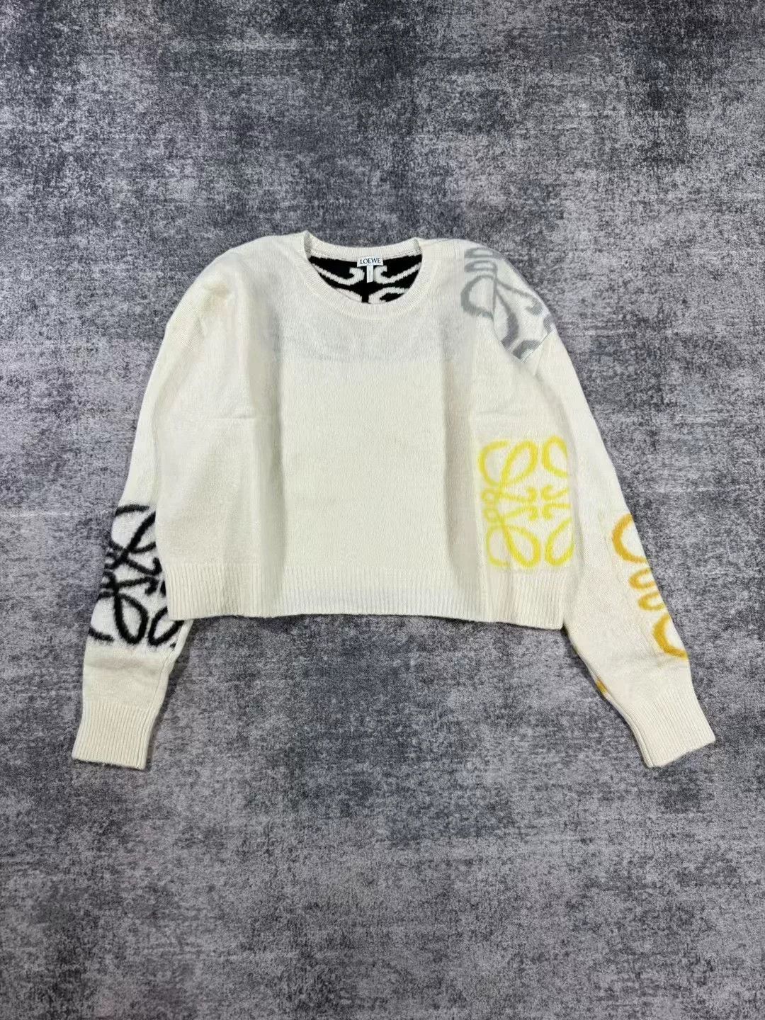 Loewe Loewe White Multi-Logo Wool Sweater Size US XS / EU 42 / 0 - 1 Thumbnail