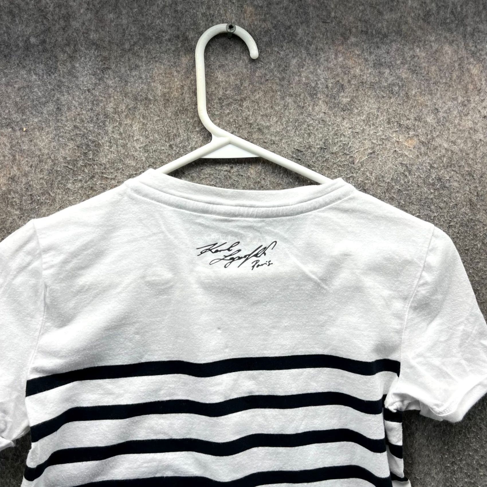 Karl Lagerfeld Karl Lagerfeld Shirt Womens XXS White Black Striped Eiffel Tower Embellished Tee Size XXS / US 00 / IT 34 - 3 Thumbnail