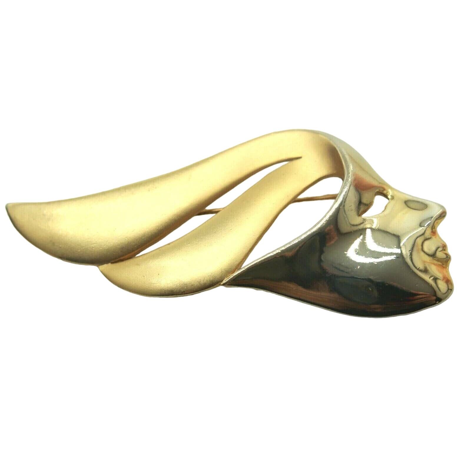 The Unbranded Brand Face Sweeping Hair Brushed Goldtone Mask Brooch Pin Size ONE SIZE - 3 Thumbnail